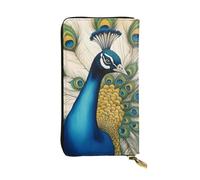 YYHWHJDE peacockBeautiful Peacock in Full Bloom Printing Quality Leather Long Clutch Wallet Designed for Fashion Girls and Women Stylish 7.48 x 4.13 in