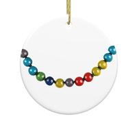 YYHWHJDE Pearl Necklace Printed Christmas Tree Ceramic Hanging Round Pendant for Decorating Shops, Doors and Windows