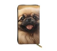 YYHWHJDE Pekingese Dog Printed Leather long clutch wallet Designed for fashion girls and women stylish and personalized 7.48 x 4.13 in, Black, One Size