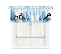 YYHWHJDE Penguin Antarctica Ice Prints Curtain Valance 54x18in - Filtered Light Kitchen Throw with Rod Pocket, Peach Skin Fabric Layer for Bathroom, Laundry & Breakfast Nooks