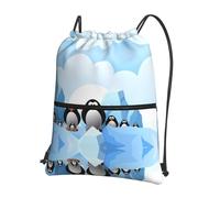 YYHWHJDE Penguin Antarctica Ice Prints Drawstring Backpack - Lightweight, Waterproof Sport Throw Cover for Gym, Travel & Everyday Essentials