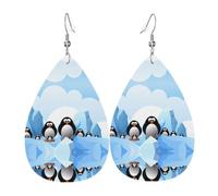 YYHWHJDE Penguin Antarctica Ice Prints Water Drop Leather Earrings - Stylish Dangle Throw for Parties, Vibrant Color Layering, Non-Fading Finish