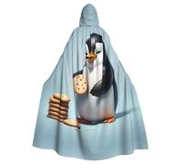 YYHWHJDE Penguin Eating Biscuits Prints Adult Hooded Cloak is a super large, comfortable, and durable Halloween hooded poncho