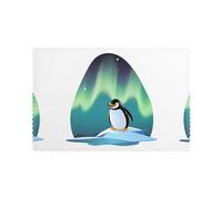 YYHWHJDE Penguin Under The Aurora Prints Placemats Set of 6 12x18in - Engineered for Durability & Heat Resistance with Quality Polyester