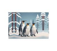 YYHWHJDE Penguins By The Pine Tree Prints Placemats Set of 6 12x18in - Engineered for Durability & Heat Resistance with Quality Polyester