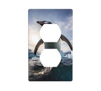 YYHWHJDE Penguins Pattern Double Socket Wall Panel Decorative is Durable and Suitable for Socket Light Switch Accessories 4.5x2.76in