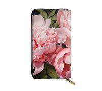YYHWHJDE Peony Flowers Blossom Picture Quality Leather Long Clutch Wallet Designed for Fashion Girls and Women Stylish 7.48 x 4.13 in