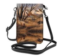 YYHWHJDE pheasant hunting Leather Crossbody Phone Pouch