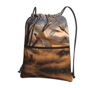 YYHWHJDE pheasant hunting Prints Drawstring Backpack - Lightweight Waterproof Gym Bag with Zipper Pocket - Ideal for Travel, Yoga & Sports