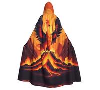 YYHWHJDE Phoenix On The Volcano Prints Adult Hooded Cloak is a super large, comfortable, and durable Halloween hooded poncho