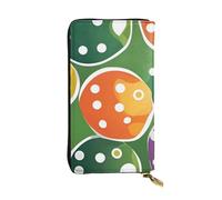 YYHWHJDE Pickleball Balls Colors Pattern Printing Quality Leather Long Clutch Wallet Designed for Fashion Girls and Women Stylish 7.48 x 4.13 in