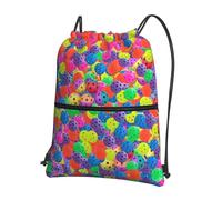 YYHWHJDE Pickleball Balls Colors Pattern Prints Drawstring Backpack - Lightweight Waterproof Gym Bag with Zipper Pocket - Ideal for Travel, Yoga & Sports
