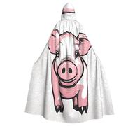 YYHWHJDE Pig Background Prints Adult Hooded Cloak is a super large, comfortable, and durable Halloween hooded poncho