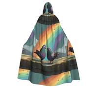 YYHWHJDE Pigeons Under The Rainbow Prints Halloween Adult Hooded Cape Men'S And Women'S Clothing Mantle Role-Playing