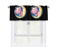 YYHWHJDE Piglet Peeping at The Moon Prints Short Curtains with Valance Rod 54x18in Home Decor for Kitchen Bathroom Laundry Room Studio Upper Window
