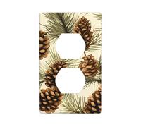 YYHWHJDE Pine Cone Border Picture Double Socket Wall Panel Decorative is Durable and Suitable for Socket Light Switch Accessories 4.5x2.76in