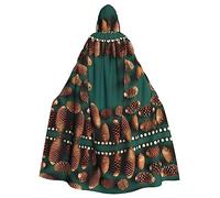YYHWHJDE Pine Cone Border Printing Halloween Adult Hooded Cloak for Parties and Costume Events