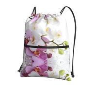 YYHWHJDE Pink And White Flower Prints Drawstring Backpack - Lightweight, Waterproof Sport Throw Cover for Gym, Travel & Everyday Essentials