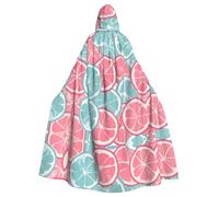 YYHWHJDE Pink Blue Citrus Slices Picture Halloween Adult Hooded Cloak for Role-Playing, Costumes, and Theme Parties