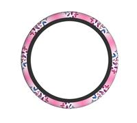 YYHWHJDE Pink Butterflies Prints Steering Wheel Cover - Quality Neoprene Auto Accessories for Comfortable Grip, Durable Protection, & Stylish Interior Enhancement