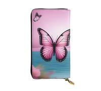 YYHWHJDE Pink Butterfly And Sea Printed Leather long clutch wallet Designed for fashion girls and women stylish and personalized 7.48 x 4.13 in, Black, One Size