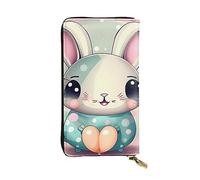YYHWHJDE Pink Cartoon Bunny Printing Quality Leather Long Clutch Wallet Designed for Fashion Girls and Women Stylish 7.48 x 4.13 in