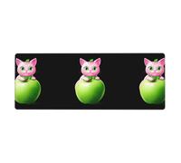 YYHWHJDE Pink Cat In The Green Apple Prints Extra Large Mouse Pad Strong Adhesion, Durable, Precise Locking Edge 12x31.5in