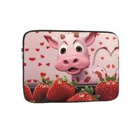 YYHWHJDE Pink Cow with Strawberries Picture Shockproof Portable Laptop Sleeve Case 17 inch for Men and Women Business Travel, School, and Office Daily Use