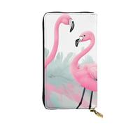 YYHWHJDE Pink Flamingo Pattern Quality Leather Long Clutch Wallet Designed for Fashion Girls and Women Stylish 7.48 x 4.13 in