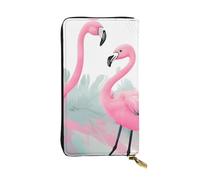 YYHWHJDE Pink Flamingo Printing Quality Leather Long Clutch Wallet Designed for Fashion Girls and Women Stylish 7.48 x 4.13 in