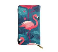 YYHWHJDE Pink Flamingo Printing Quality Leather Long Clutch Wallet Designed for Fashion Girls and Women Stylish 7.48 x 4.13 in