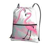 YYHWHJDE Pink Flamingo Prints Drawstring Backpack - Lightweight, Waterproof Sport Throw Cover for Gym, Travel & Everyday Essentials