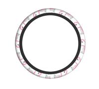 YYHWHJDE Pink Flamingo Prints Steering Wheel Cover - Quality Neoprene Auto Accessories for Comfortable Grip, Durable Protection, & Stylish Interior Enhancement