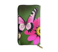 YYHWHJDE Pink Flower and Butterfly Picture Quality Leather Long Clutch Wallet Designed for Fashion Girls and Women Stylish 7.48 x 4.13 in