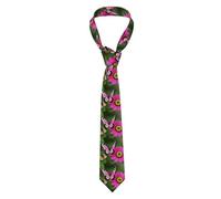 YYHWHJDE Pink Flower and Butterfly Prints Men's tie classic style suit cravat suitable for holidays and work