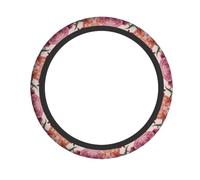 YYHWHJDE Pink Flowerand Rose Prints Steering Wheel Cover - Quality Neoprene Auto Accessories for Comfortable Grip, Durable Protection, & Stylish Interior Enhancement