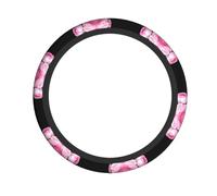 YYHWHJDE Pink Flowers Prints Steering Wheel Cover - Quality Neoprene Auto Accessories for Comfortable Grip, Durable Protection, & Stylish Interior Enhancement