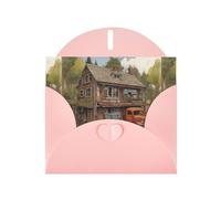 YYHWHJDE Pink Greeting Card A House Pattern Perfect for Valentine's Day, Wedding Anniversary & Party Invitations