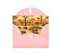 YYHWHJDE Pink Greeting Card African grassland animals Prints for Christmas, Children's Birthday, Valentine's Day, and Party Invitation