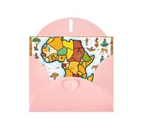 YYHWHJDE Pink Greeting Card African Map Ethnic Pattern Pattern for Festive Birthday Party Invitation