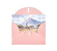 YYHWHJDE Pink Greeting Card African Savanna Giraffe Pattern for Christmas, Children's Birthday, Valentine's Day, and Party Invitation