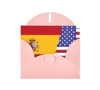 YYHWHJDE Pink Greeting Card American Spain Flag Prints for Christmas, Children's Birthday, Valentine's Day, and Party Invitation
