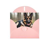 YYHWHJDE Pink Greeting Card Animal german shepherd Pattern for Festive Birthday Party Invitation