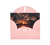YYHWHJDE Pink Greeting Card Basketball court at sunset Pattern for Festive Birthday Party Invitation