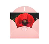 YYHWHJDE Pink Greeting Card Beautiful Red Poppy Flower Pattern for Festive Birthday Party Invitation