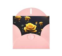 YYHWHJDE Pink Greeting Card Beautiful yellow roses Prints for Christmas, Children's Birthday, Valentine's Day, and Party Invitation