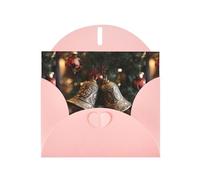 YYHWHJDE Pink Greeting Card Bells On Christmas Tree Pattern Perfect for Valentine's Day, Wedding Anniversary & Party Invitations