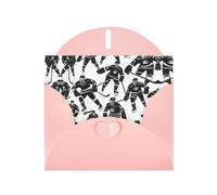 YYHWHJDE Pink Greeting Card Black hockey Pattern for Festive Birthday Party Invitation