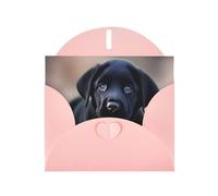 YYHWHJDE Pink Greeting Card Black Labrador Puppy Pattern for Festive Birthday Party Invitation