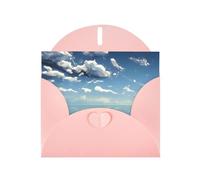 YYHWHJDE Pink Greeting Card Blue sky and white clouds Prints for Christmas, Children's Birthday, Valentine's Day, and Party Invitation